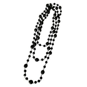 Black beaded long necklace